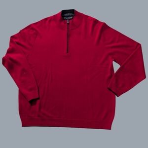 EUC Merino Wool Hart Schaffner Marx Men's Red Quarter Zip-Up Sweater size XL